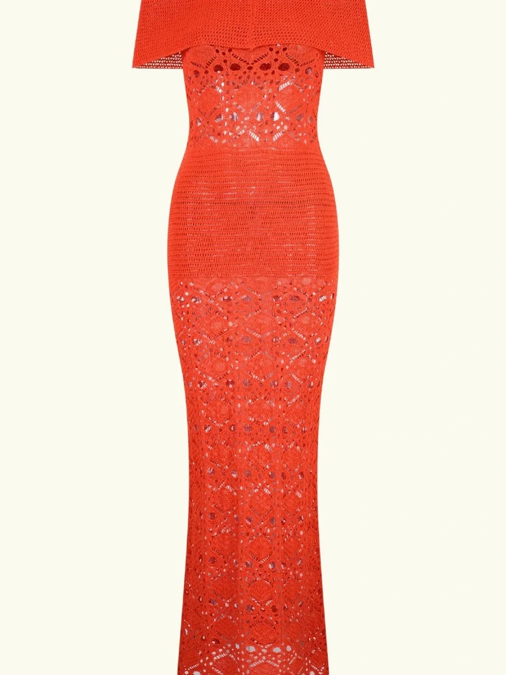 Meshki Off-Shoulder Red Crochet Maxi Dress - Picture 5 of 5